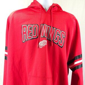 Detroit Red Wings NHL Men's Hoodie with Black & White Stripes on Sleeve 2XL New